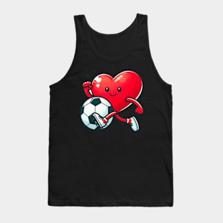 Valentine's Day Heart Soccer Player Team Sports Tank Top